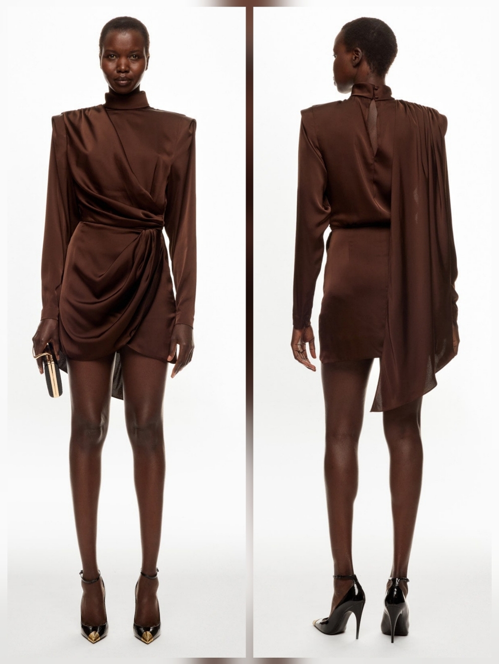 Ronny Kobo Bianca Dress Cocktail Turtleneck Long Sleeve Size M